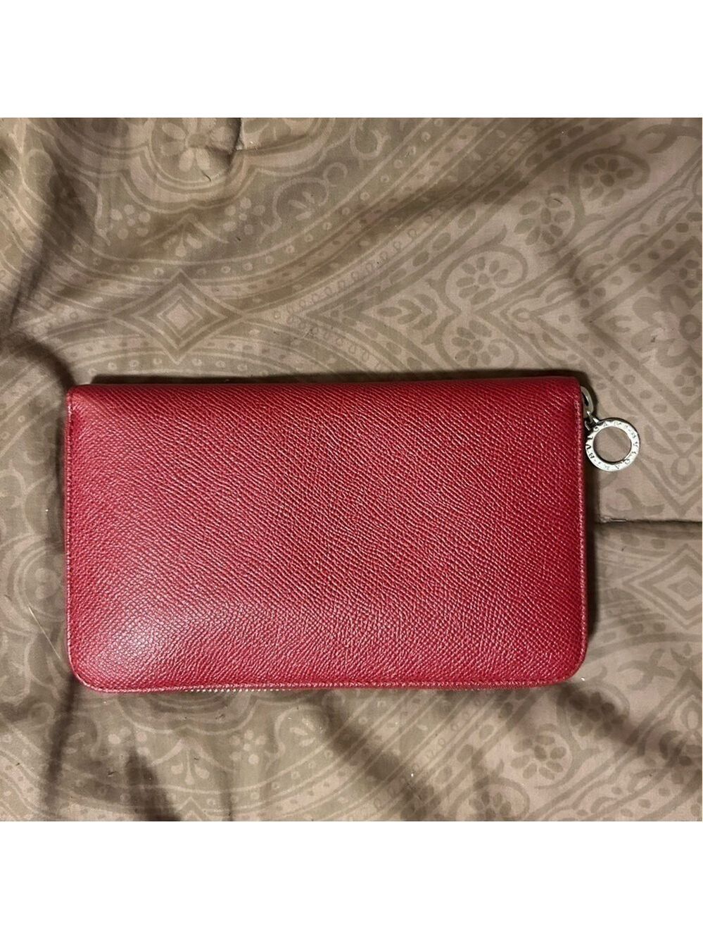 Bvlgari long zip wallet maroon